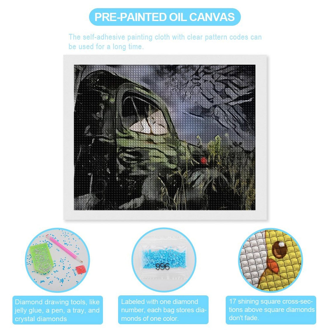 Design Diamond Painting 20"×16"(Horizontal) Old Truck Under the Moon South Dakota