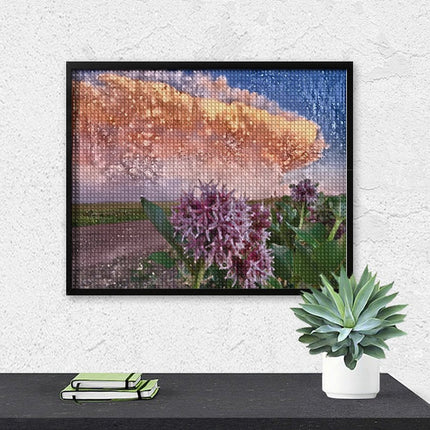 Design Diamond Painting 20"×16"(Horizontal) Thunderstorm on a Gravel Road