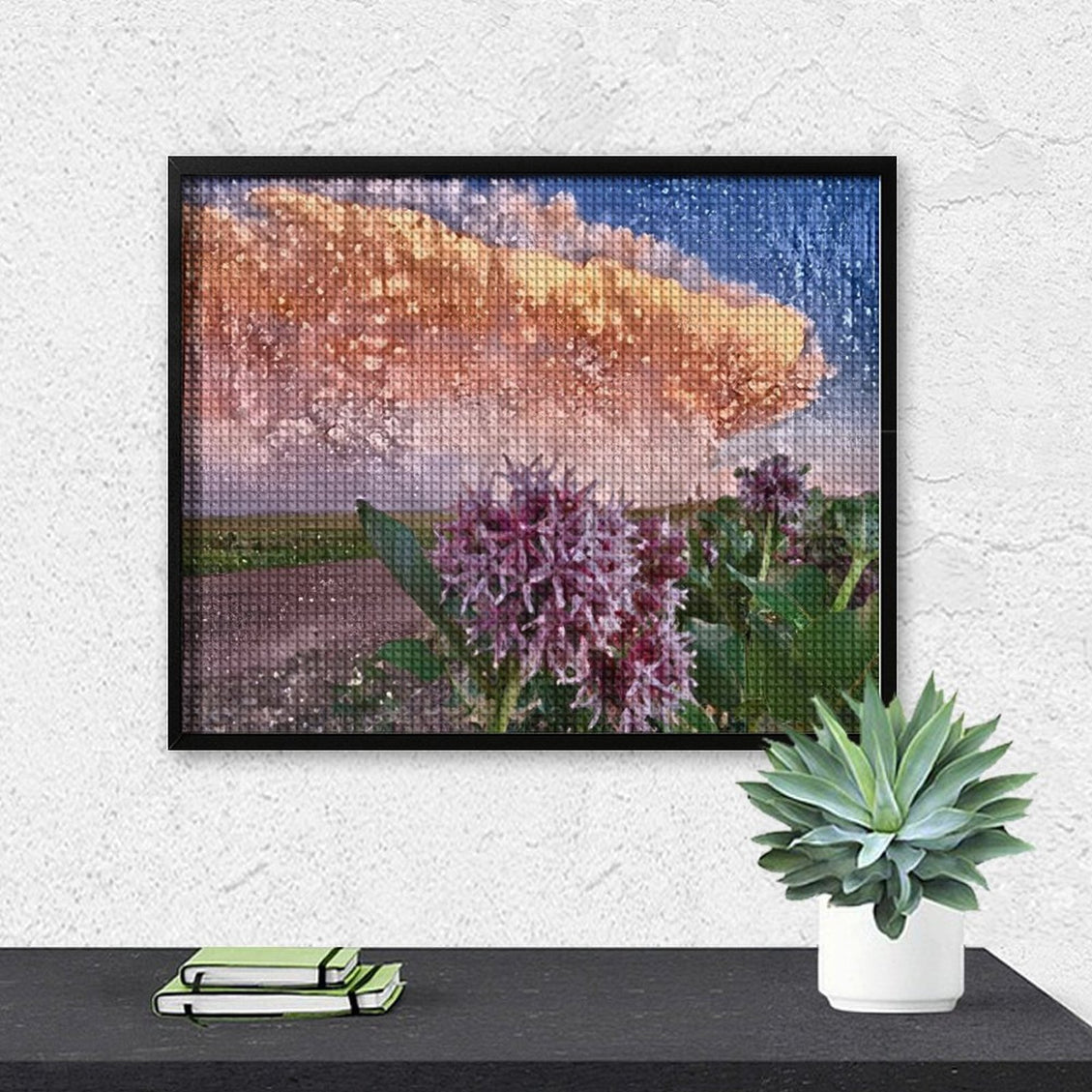 Design Diamond Painting 20"×16"(Horizontal) Thunderstorm on a Gravel Road