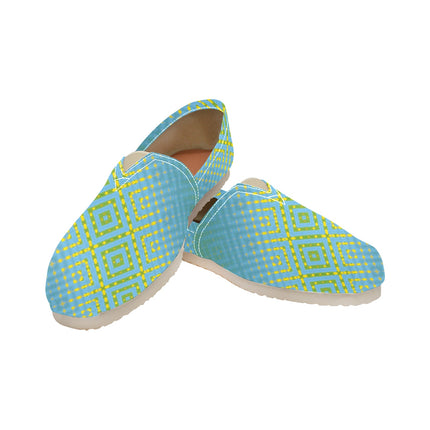 Espadrilles Canvas Gold Sunflower Blue Green Plaid Women's Canvas Slip-On Shoes(Model1206)