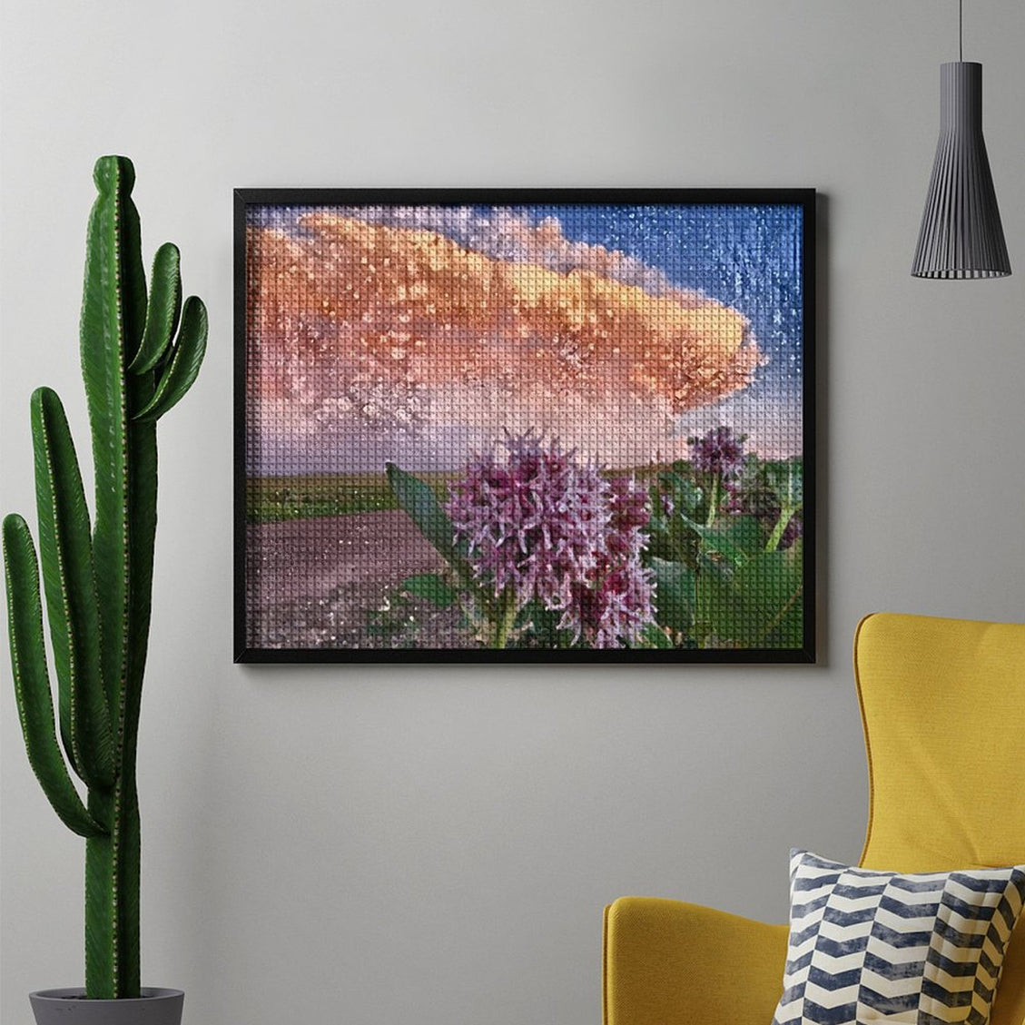 Design Diamond Painting 20"×16"(Horizontal) Thunderstorm on a Gravel Road