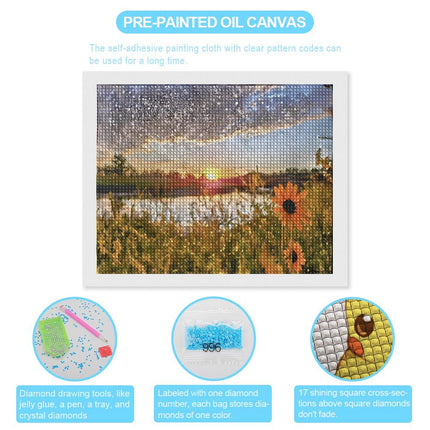 Design Diamond Painting 20"×16"(Horizontal) Sunflowers on the South Grand River