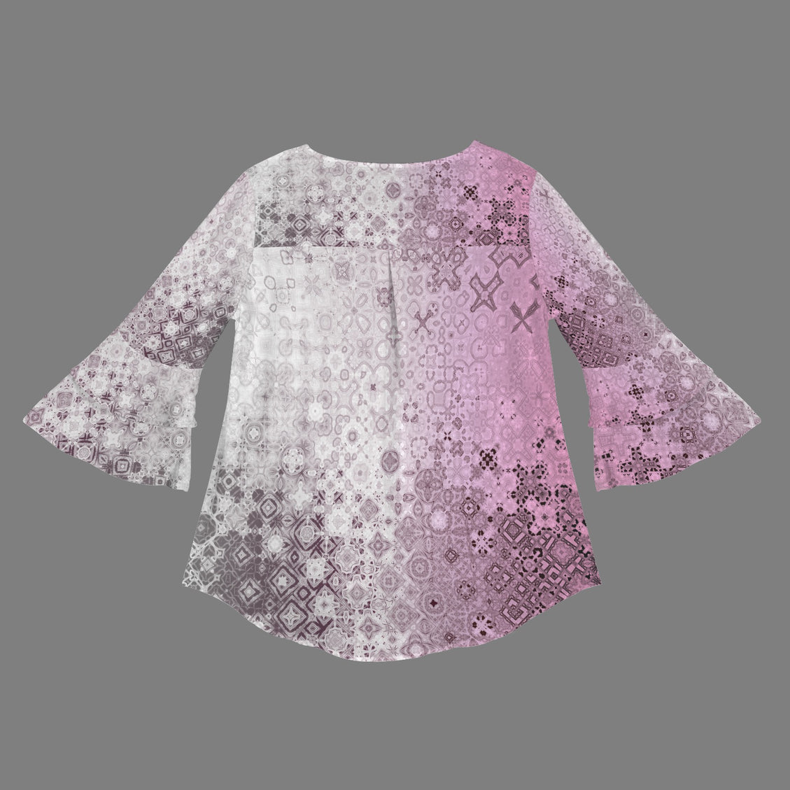 Layered Flare Sleeve Blouse Pink Glass Ombre
