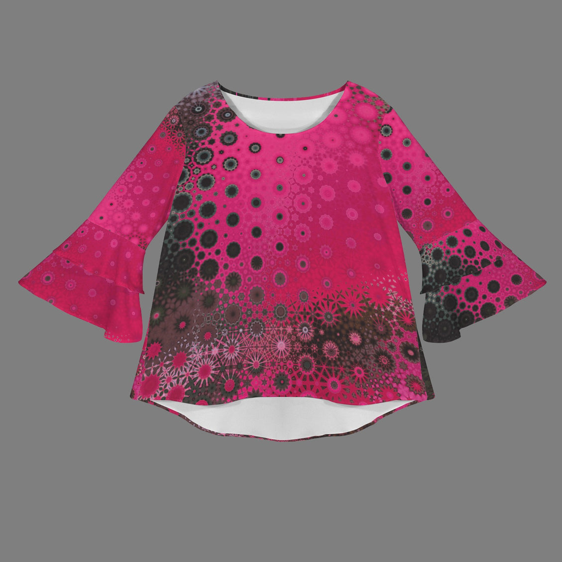 Layered Flare Sleeve Fuchsia Black Ombre