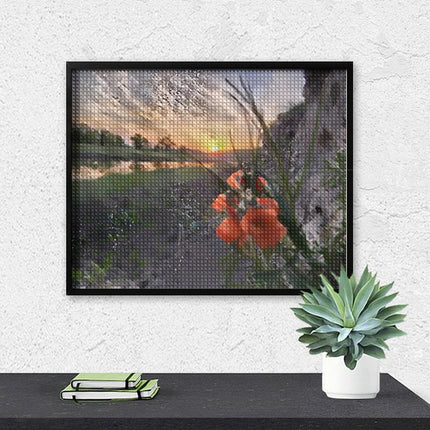 Design Diamond Painting 20"×16"(Horizontal) Globe Mallow on the South Grand River
