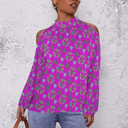 Long Slit Sleeve Blouse Fuchsia Floral