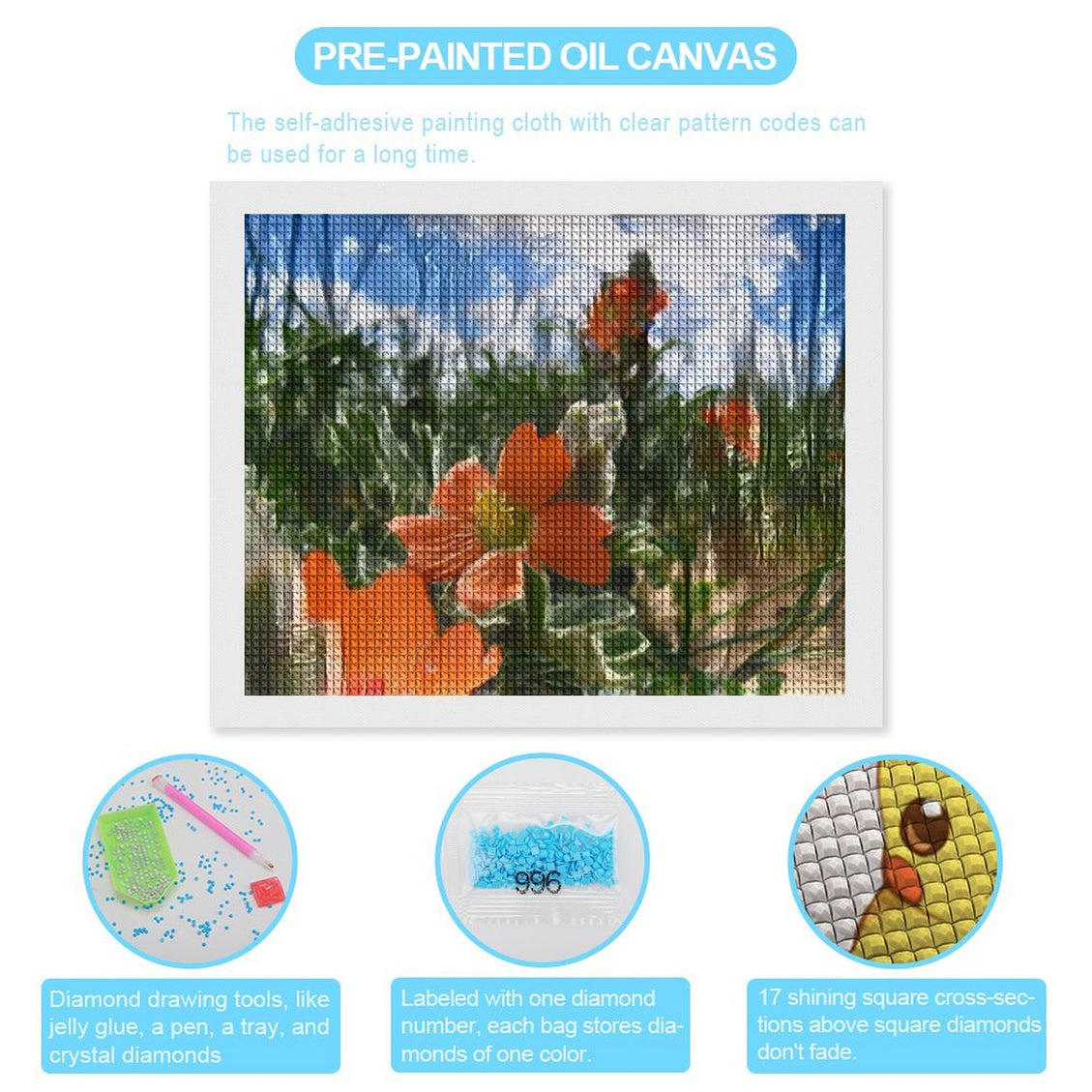 Design Diamond Painting 20"×16"(Horizontal) Globe Mallow on Golf Course Road