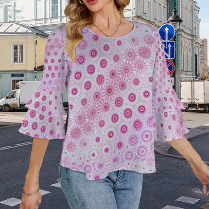 Flare Sleeve Blouse Raspberry Swirl
