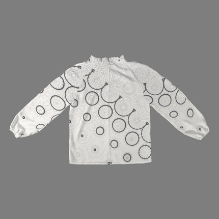 Long Slit Sleeve Blouse Ivory Black LInes