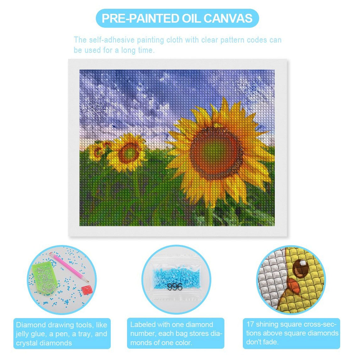 Design Diamond Painting 20"×16"(Horizontal) Sunflowers South Dakota