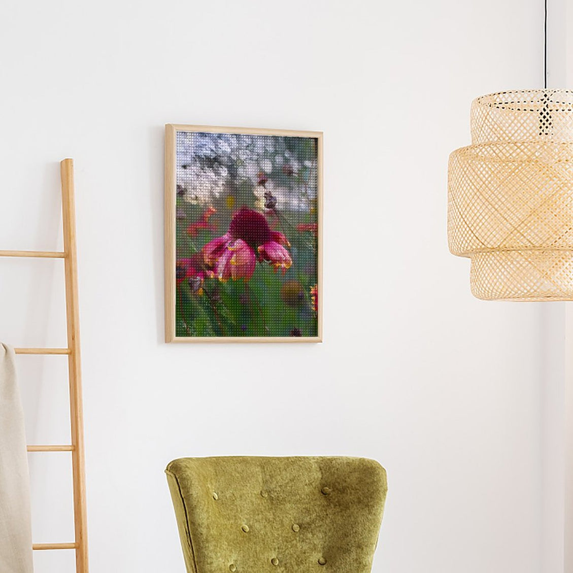 Design Diamond Painting 16"×20"(Vertical) Purple Coneflower on the Grand River