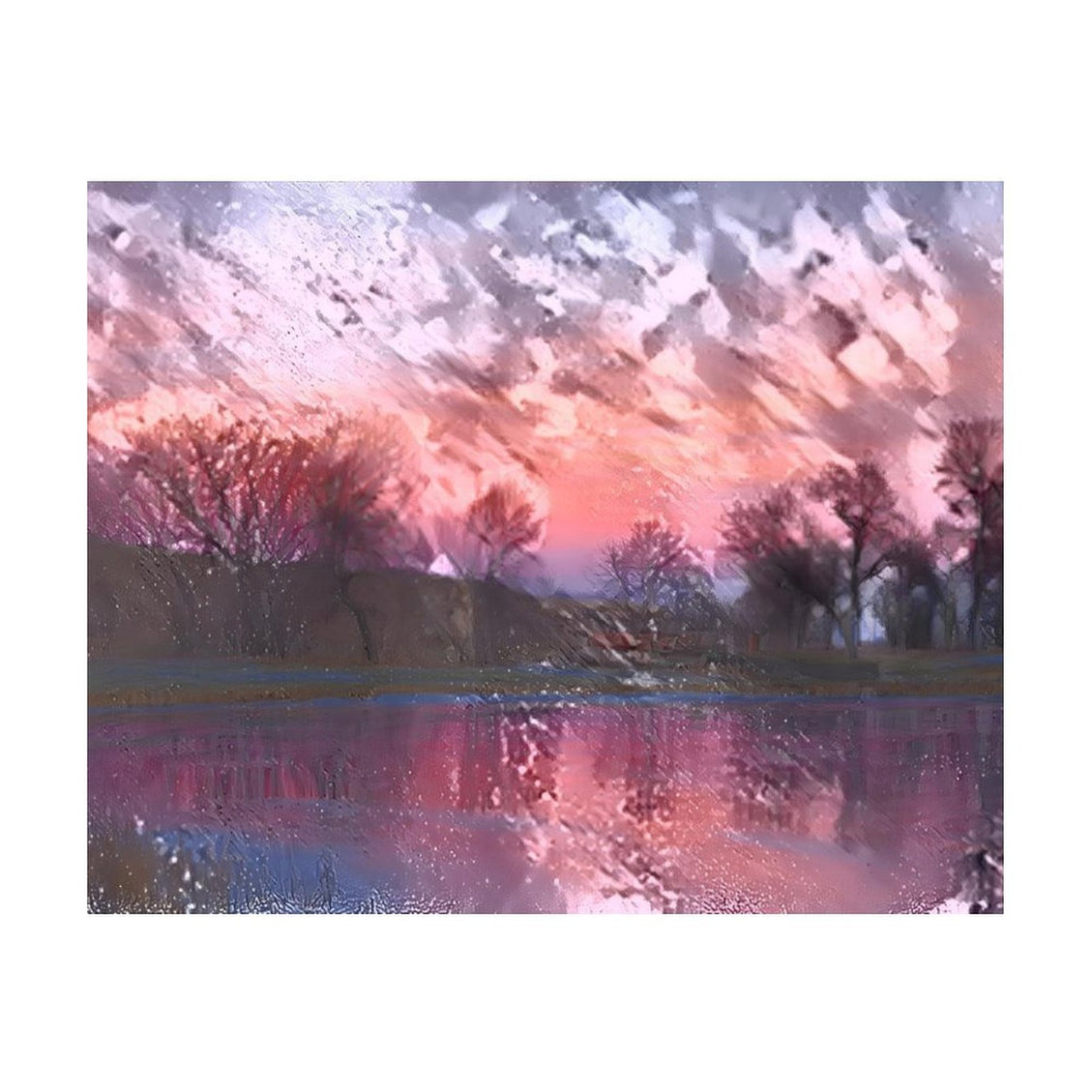 Design Diamond Painting 20"×16"(Horizontal) Sunset on the South Grand River South Dakota