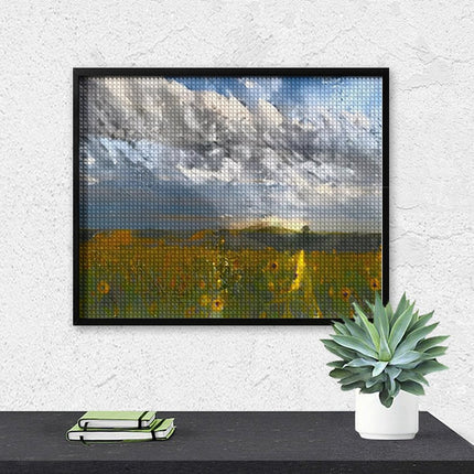 Design Diamond Painting 20"×16"(Horizontal) Sunflowers Lakeside II