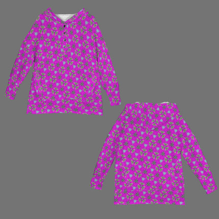 Hooded Pullover Fuchsia Floral