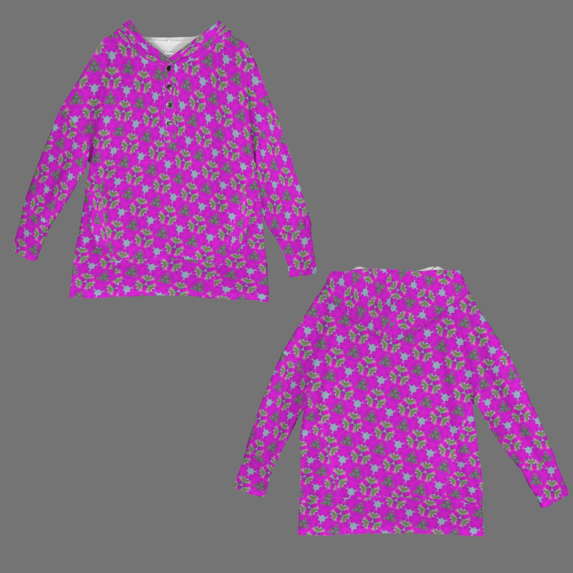 Hooded Pullover Fuchsia Floral