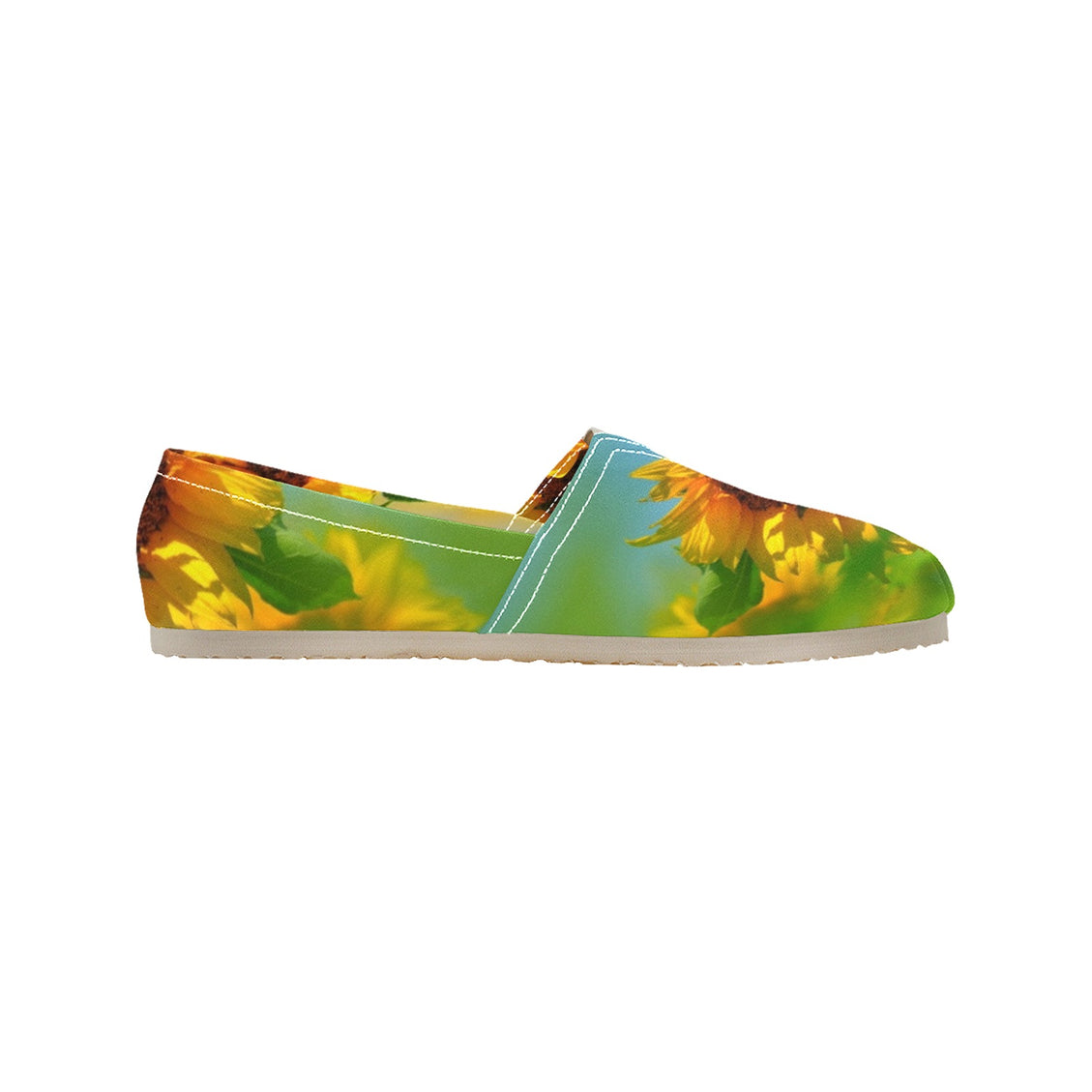 Espadrilles Canvas Golden Sunflowers Blue Green Women's Canvas Slip-On Shoes(Model1206)