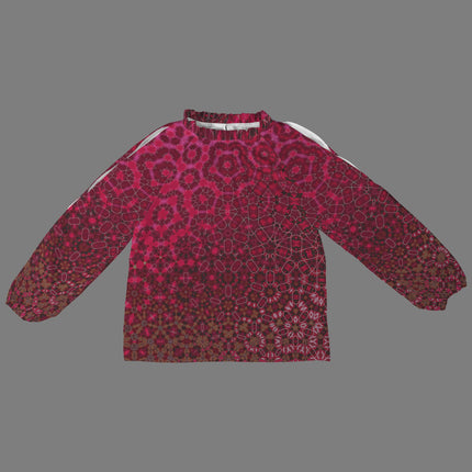 Long Slit Sleeve Blouse Red Leaves
