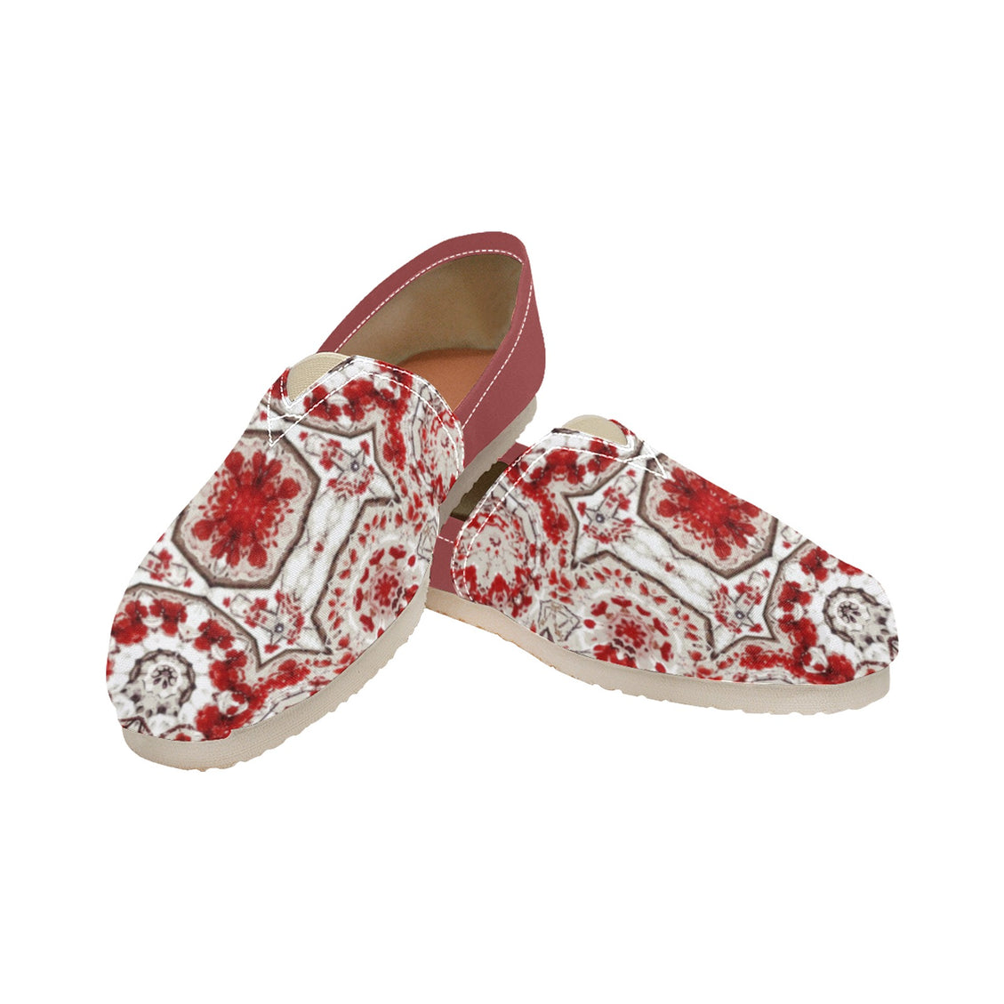 Espadrilles Canvas Frosty Buffalo Berries Red and White Geometric Two Tone