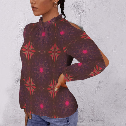 Long Slit Sleeve Blouse Prairie Flowers Sunset