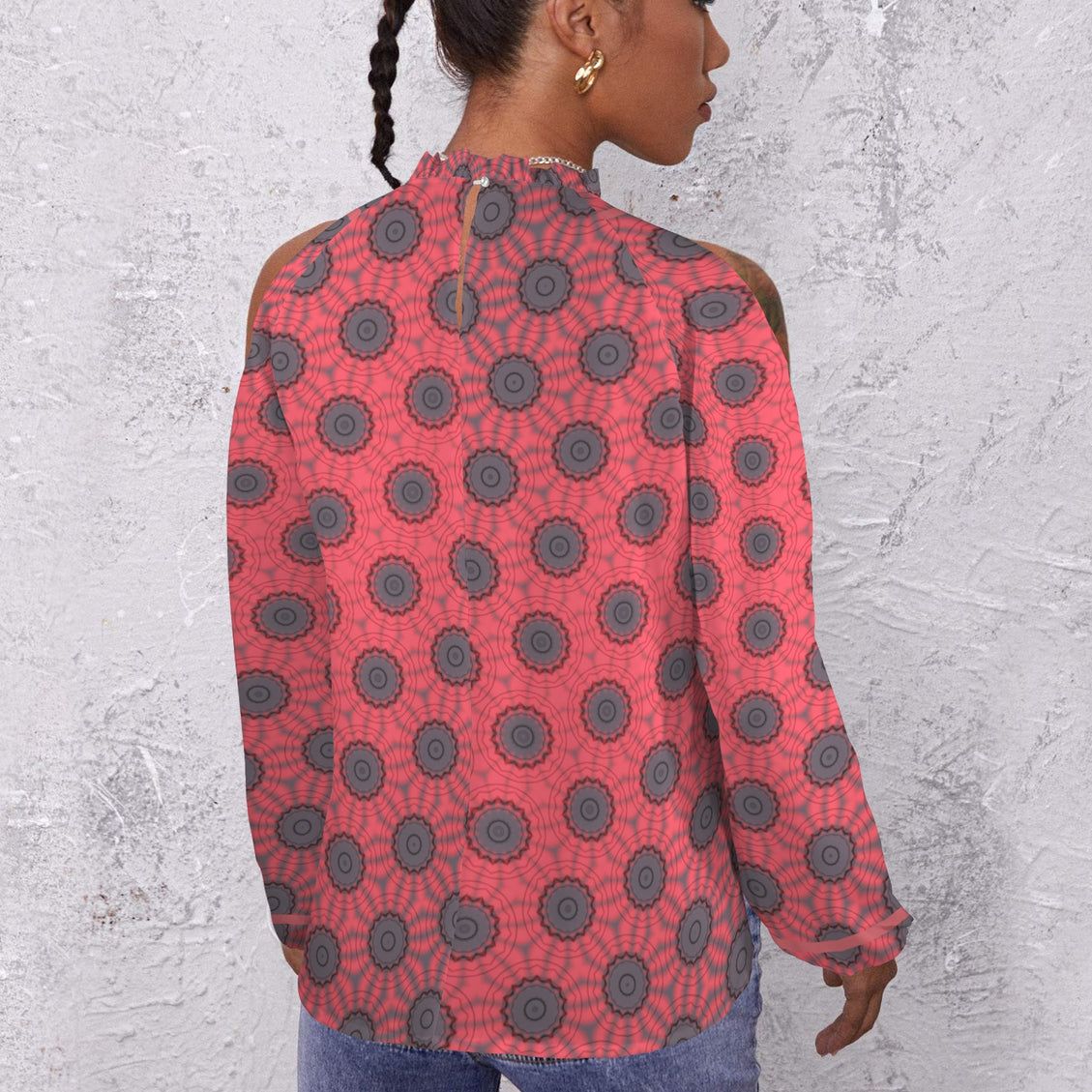 Long Slit Sleeve Blouse Red Sunset