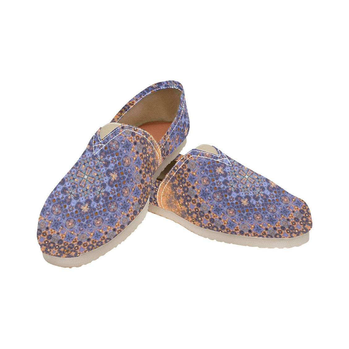 Espadrilles Canvas Pheasant Feathers Orange Blue Mandela Boho