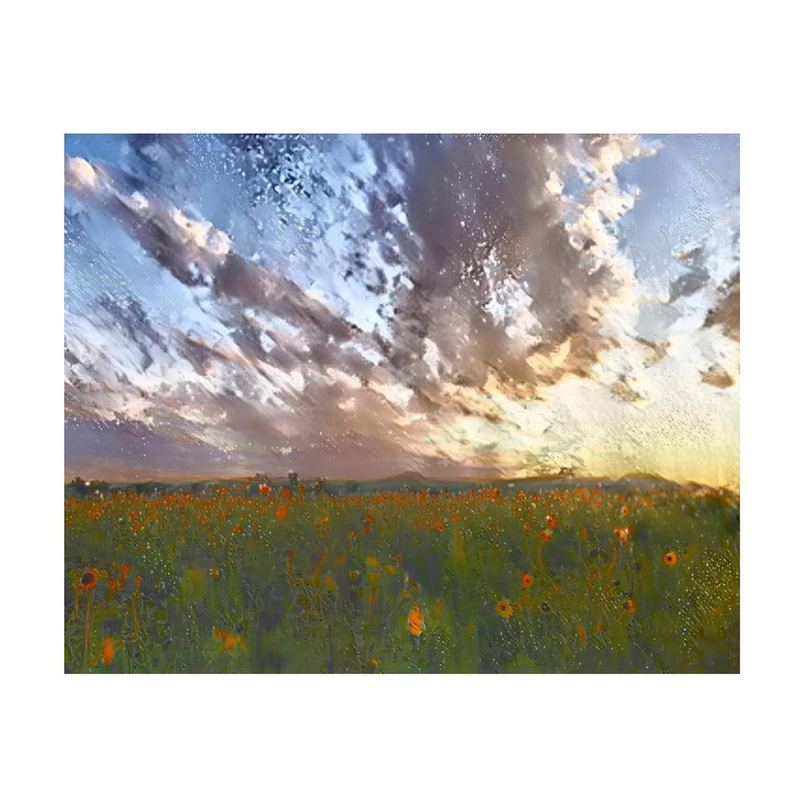 Design Diamond Painting 20"×16"(Horizontal) Sunset at Shadehill Wild Sunflowers