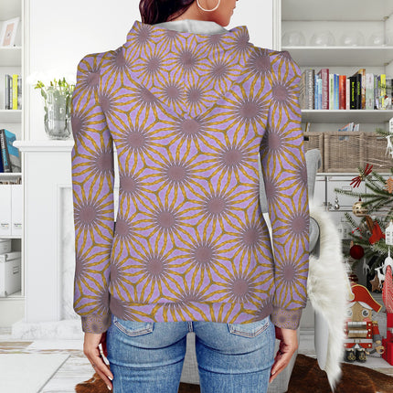 Puff Sleeve Hoodie Purple Gold Swirl