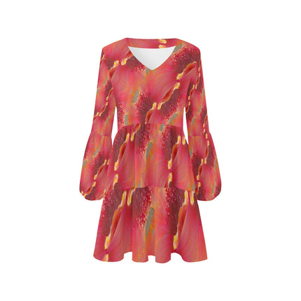 V Neck Flowy Dress Indian Blanket Flower