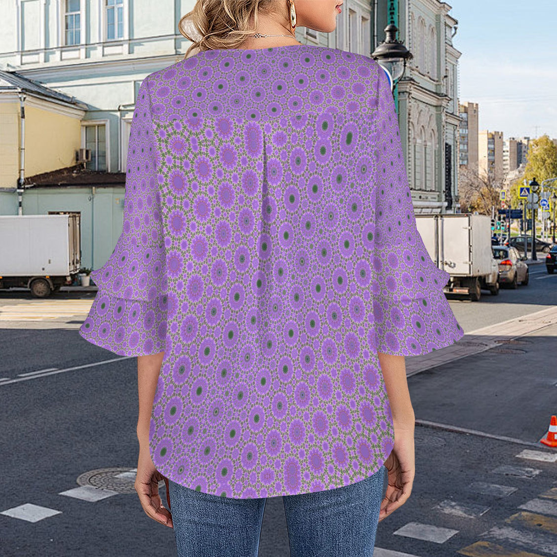 Layered Flare Sleeve Dames Rocket