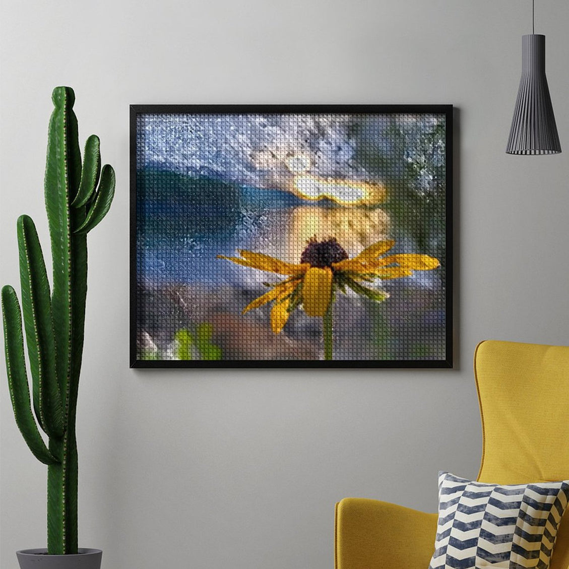 Design Diamond Painting 20"×16"(Horizontal) Sunflower Sunset at Pactola Reservoir