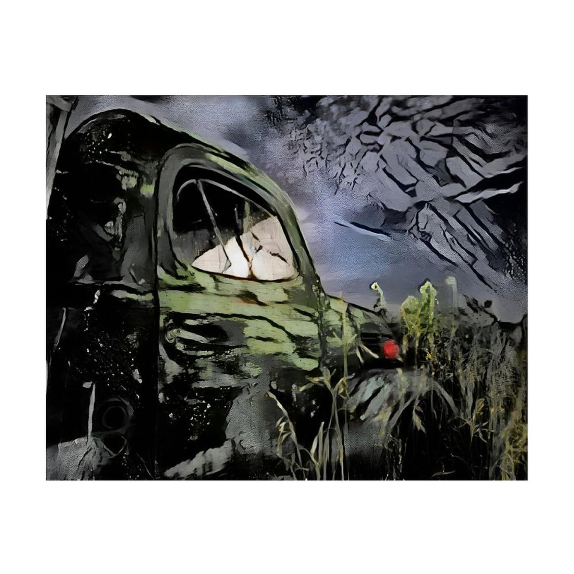Design Diamond Painting 20"×16"(Horizontal) Old Truck Under the Moon South Dakota