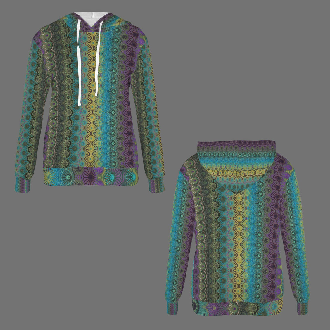 Hoodie Peacock Feathers Turquoise