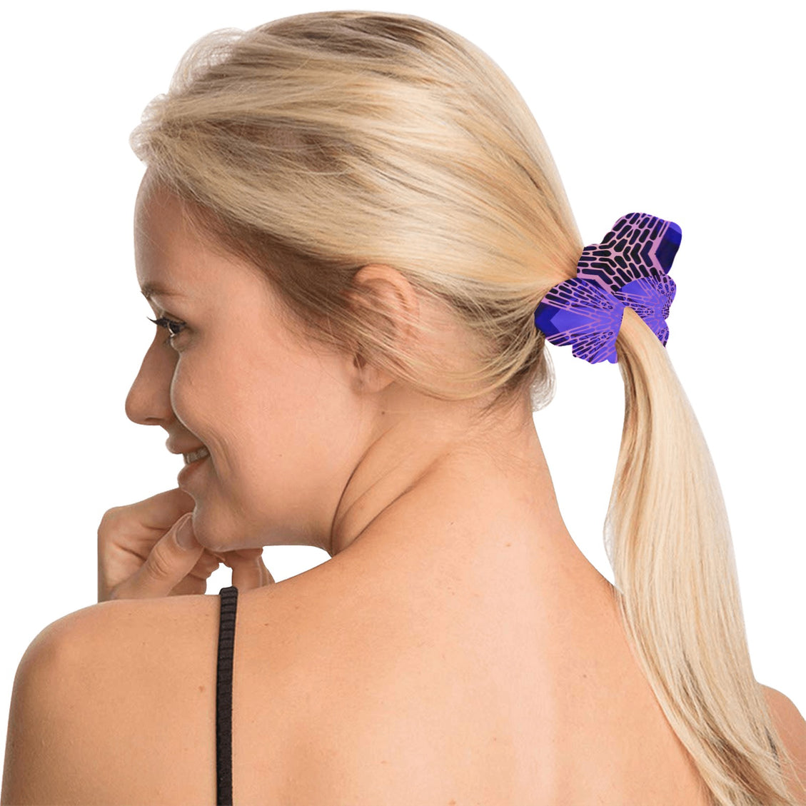Scrunchie Purple Copper Black Geometric