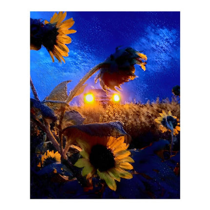 Design Diamond Painting 16"×20"(Vertical) Sunflowers in Headlights