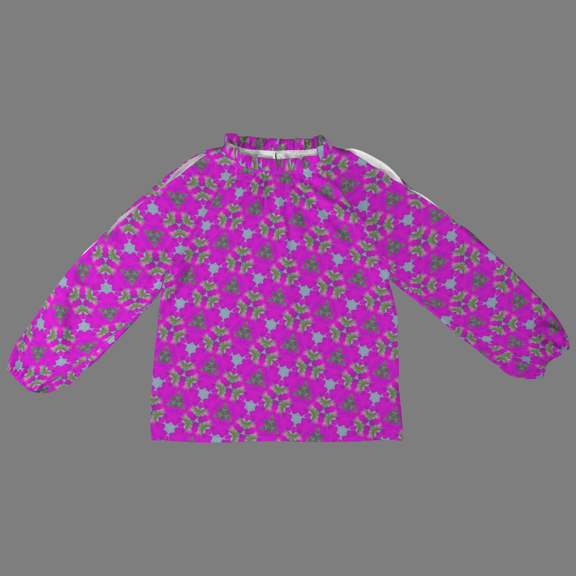 Long Slit Sleeve Blouse Fuchsia Floral