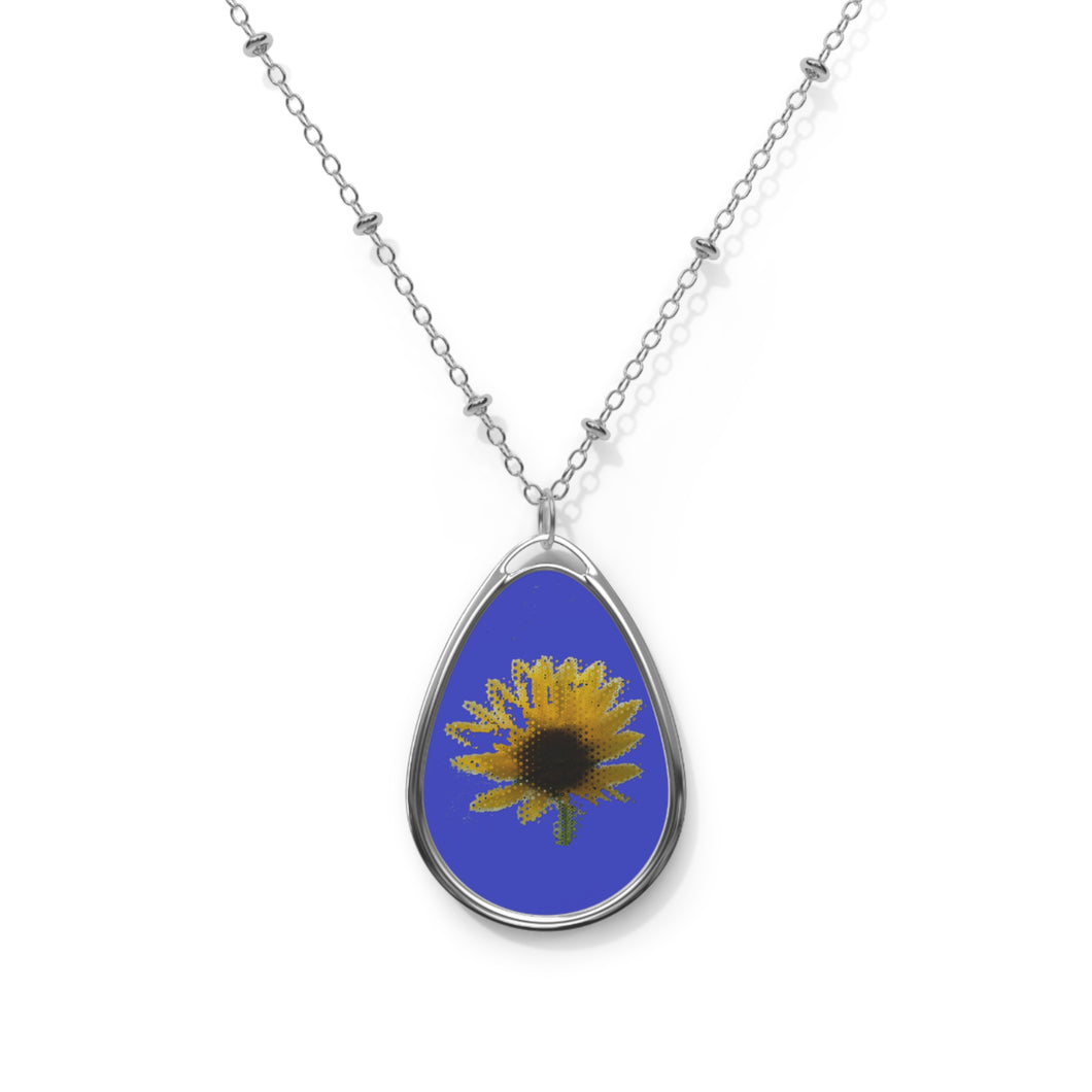 Oval Necklace Sunflower Blue