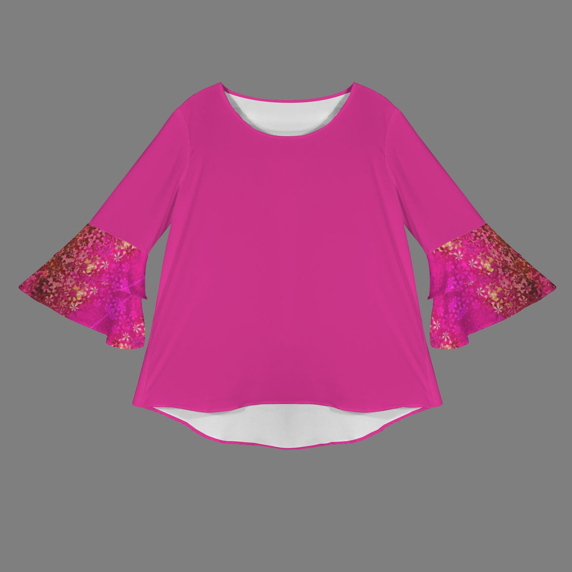 Layered Flare Sleeve Blouse Fuchsia Orchids
