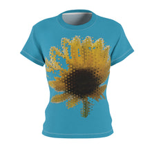Load image into Gallery viewer, Women&#39;s Cut &amp; Sew Tee (AOP) Sunflower Turquoise

