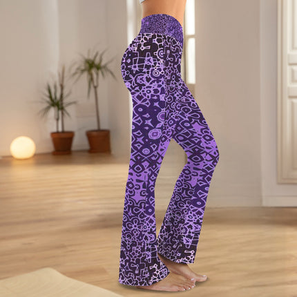 Flare Leggings Purple and Black Graphic