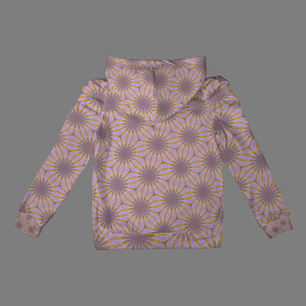 Puff Sleeve Hoodie Purple Gold Swirl