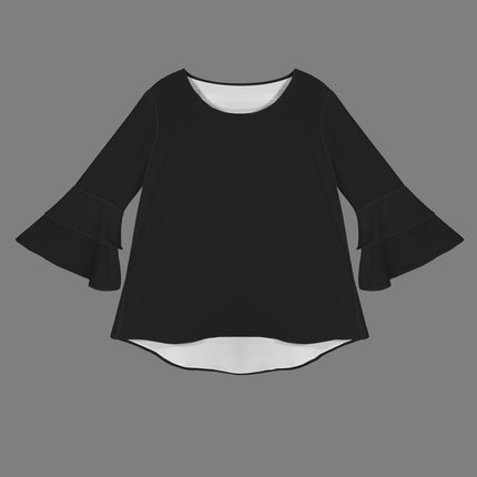 Layered Flare Sleeve Black