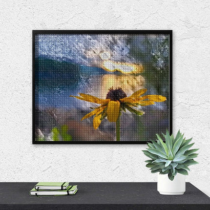 Design Diamond Painting 20"×16"(Horizontal) Sunflower Sunset at Pactola Reservoir