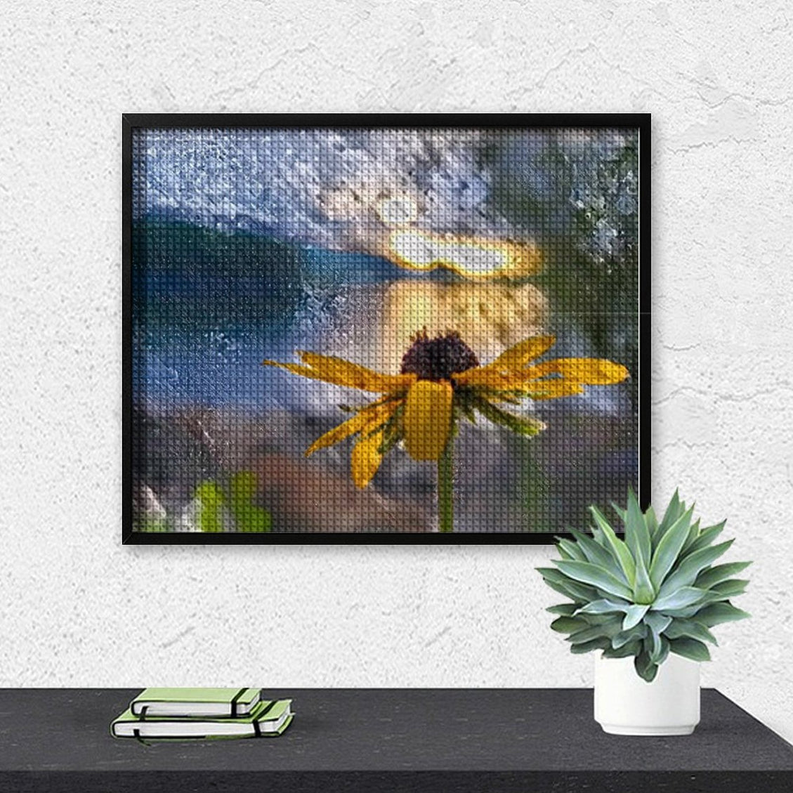 Design Diamond Painting 20"×16"(Horizontal) Sunflower Sunset at Pactola Reservoir