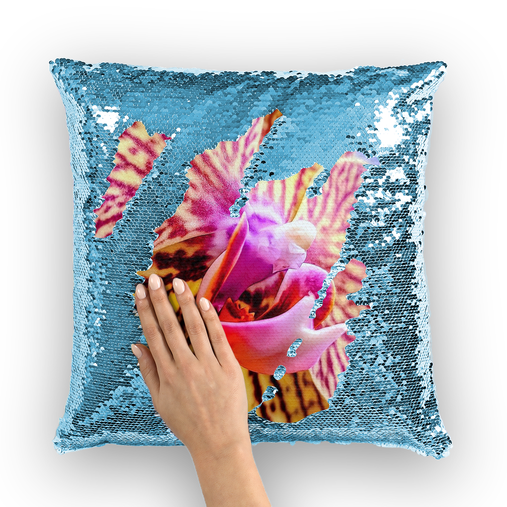 Orchids Sequin Cushion Cover