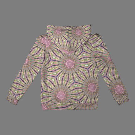 Puff Sleeve Hoodie Wildflowers Pink Swirl