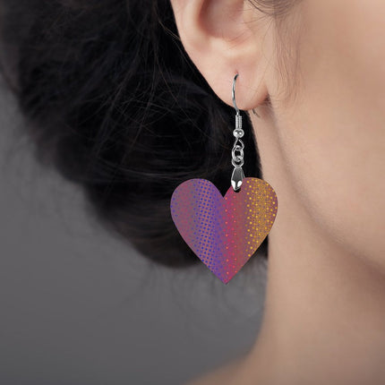 Wooden Heart Earrings Festive