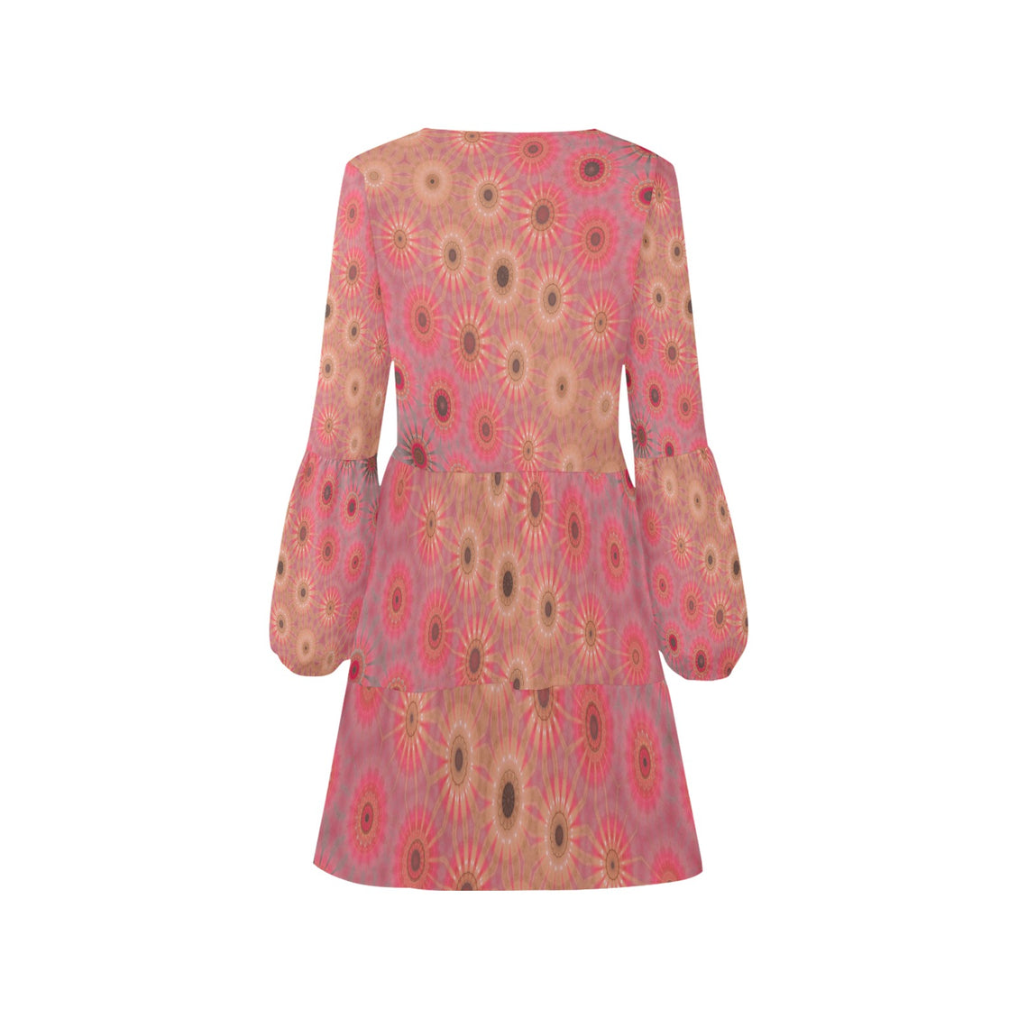 V Neck Flowy Dress Pink Multi