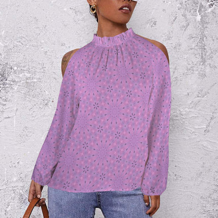 Long Slit Sleeve Blouse Lavendar Flowers