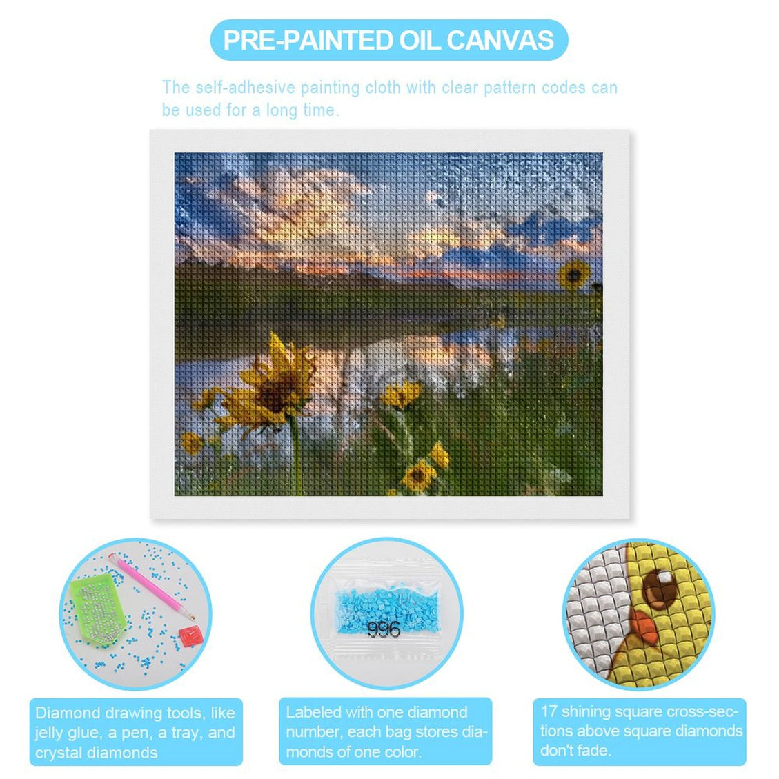 Design Diamond Painting 20"×16"(Horizontal) Sunflowers South Grand River