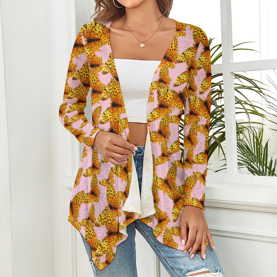 Knitted Cardigan Butterfly Pink